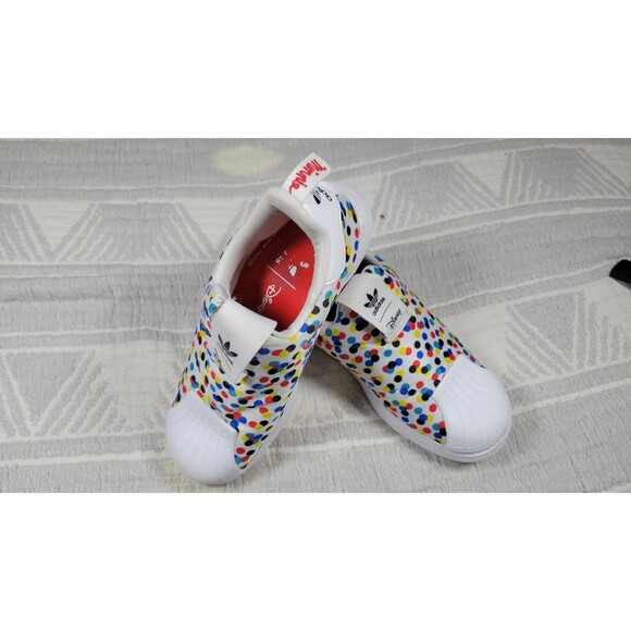 Adidas x Disney Superstar Slip-On Kids Shoes Mickey & Minnie Polka Dot US 2Y - Picture 1 of 6